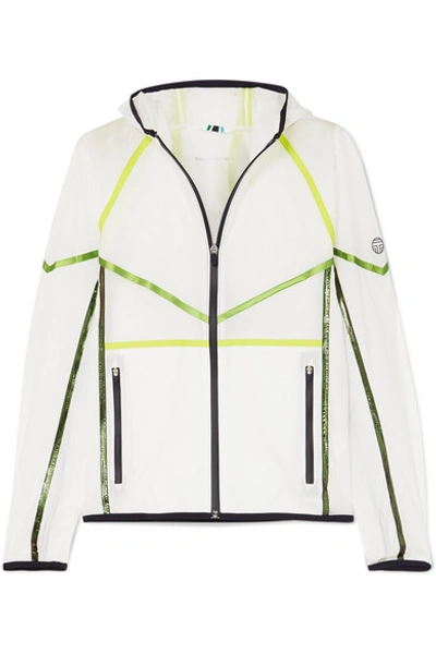 Tory Sport Ripstop Contrast-tape Hooded Jacket In White