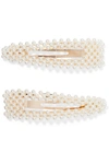 LOEFFLER RANDALL SET OF TWO GOLD-TONE FAUX PEARL HAIR CLIPS