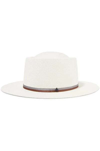 Maison Michel Sonja Silk Satin-trimmed Woven Straw Hat In White