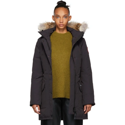 Canada Goose Trillium Down Parka Coat With Natural Coyote Fur Trim In Navy