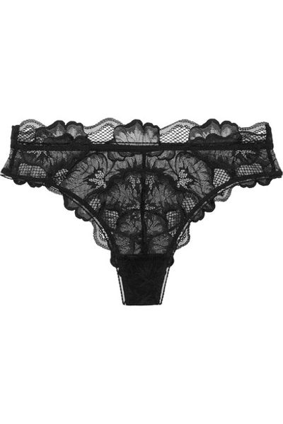 Calvin Klein Underwear Embroidered Stretch-tulle Briefs In Black