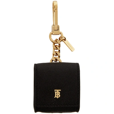 Burberry Earphone Grained Leather Case In Black