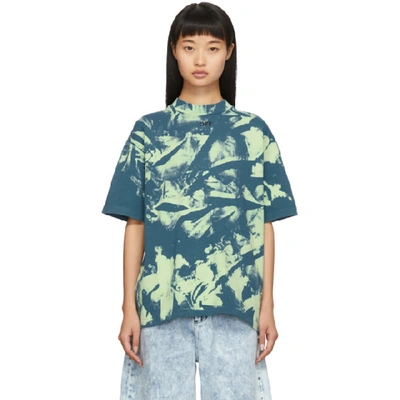 Off-white Green And Blue Tie-dye T-shirt In Gasoline Wh