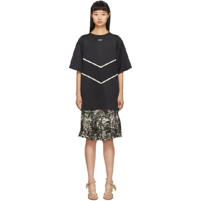 Off-white Black & White Intarsia Sweatshirt Dress In Black/white