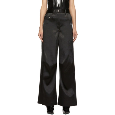 Off-white Printed Duchesse-satin Pants In Black