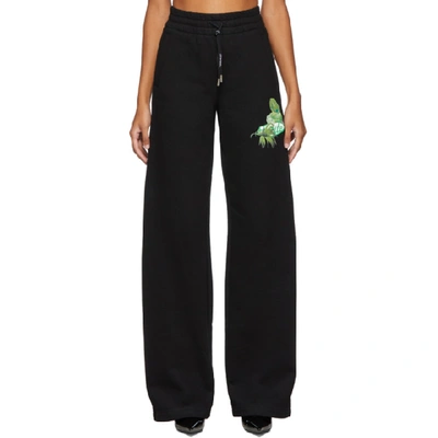 Off-white Printed French Cotton-terry Track Pants In Black