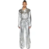 Off-white Racing Metallic Effect Jumpsuit In Silver