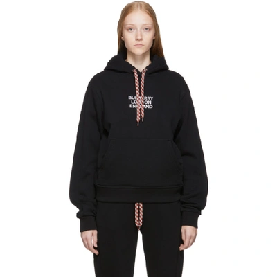 Burberry Oversized Logo-embroidered Hoodie In Black