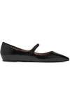 TABITHA SIMMONS HERMIONE GLOSSED SNAKE-EFFECT LEATHER POINT-TOE FLATS