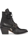 CHLOÉ RYLEE GLOSSED-LEATHER ANKLE BOOTS