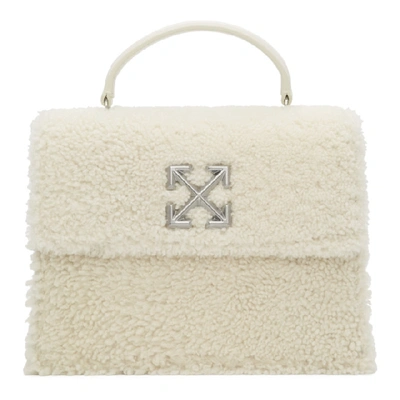 Off-white Jitney 2.8 Shearling & Leather Top Handle Bag In Neutrals