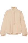 CHLOÉ EMBROIDERED SILK CREPE DE CHINE BLOUSE