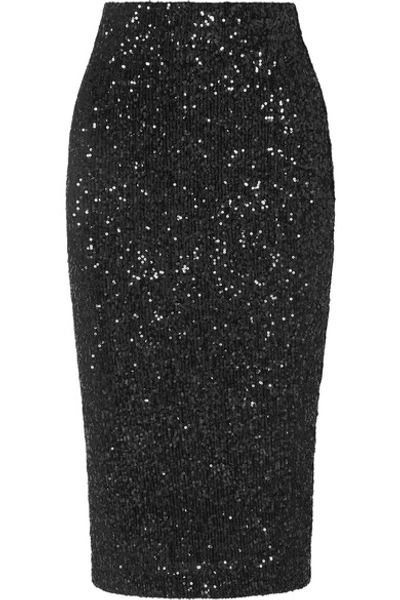 Rebecca Vallance Mica Sequined Lurex Skirt In Black