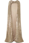 MONIQUE LHUILLIER SEQUINED SILK-BLEND SATIN CAPE