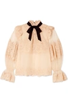 ZIMMERMANN ESPIONAGE CORDED LACE AND POINT D'ESPRIT TULLE BLOUSE