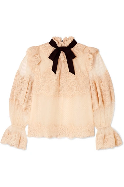 Zimmermann Espionage Corded Lace And Point D'esprit Tulle Blouse In Blush