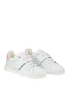 DOLCE & GABBANA GRIP-STRAP TWO-TONE LEATHER LOGO SNEAKERS, TODDLER,PROD149500107