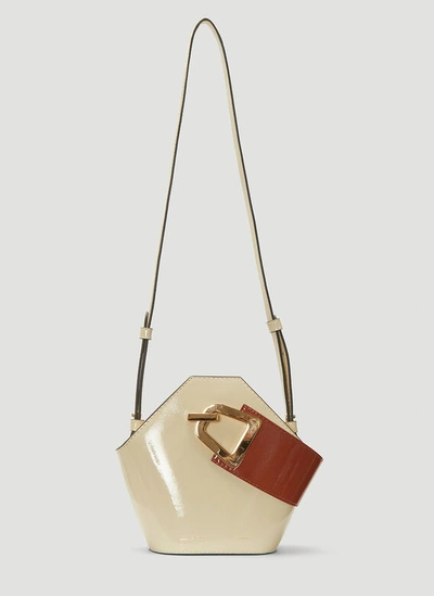 Danse Lente Mini Johnny Bucket Bag In White And Rosewood Leather