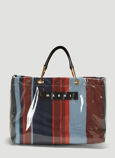Marni Glossy Grip Large Tote Bag In Blue