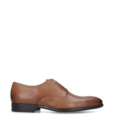 Paul Smith Guy Hole-punch Leather Oxford Shoes In Tan