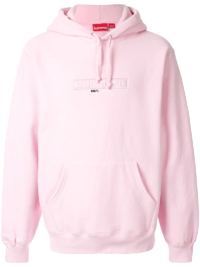 Supreme Embossed Logo Hoodie In Pink ModeSens