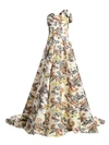 Oscar De La Renta Strapless Floral Ball Gown In Ivory