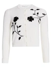 OSCAR DE LA RENTA Embroidered Floral Wool Cardigan