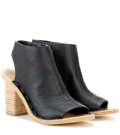 Balenciaga Leather Cut-out Ankle Boots In Black