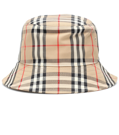 Burberry Checked Cotton-blend Twill Bucket Hat In Beige