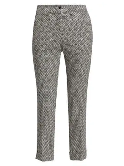 Etro Geo Check Cropped Stretch Trousers In Navy
