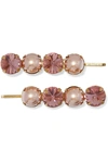 JENNIFER BEHR GALINA SET OF TWO ROSE GOLD-TONE, CRYSTAL AND SWAROVSKI PEARL HAIR SLIDES