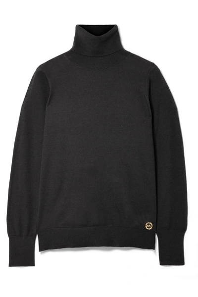 Michael Michael Kors Knitted Turtleneck Sweater In Black