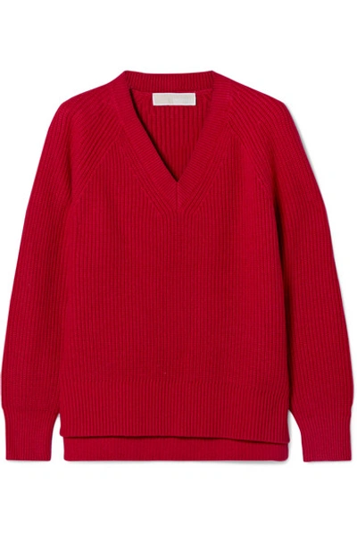 Michael Michael Kors Ribbed-knit Sweater In Red