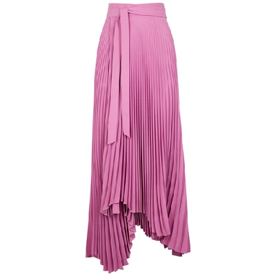 A.w.a.k.e. Doric Pink Pleated Midi Wrap Skirt