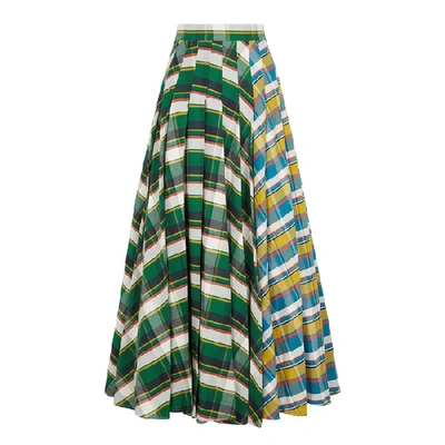 A.w.a.k.e. Duncan Checked Cotton Maxi Skirt In Green