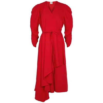 A.w.a.k.e. Red Puff-sleeve Wrap Dress