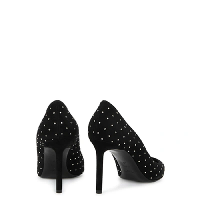 SAINT LAURENT ANYA 85 BLACK STUDDED SUEDE PUMPS 3606325