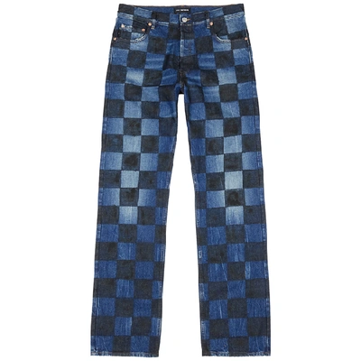 Balenciaga Blue Checked Wide-leg Jeans