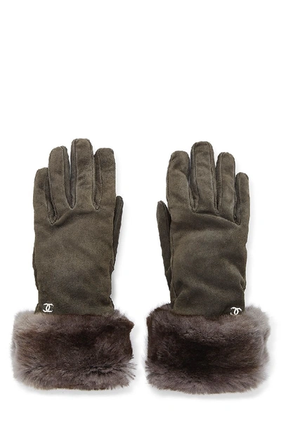 Pre-owned Chanel Grey Suede & Orylag Gloves