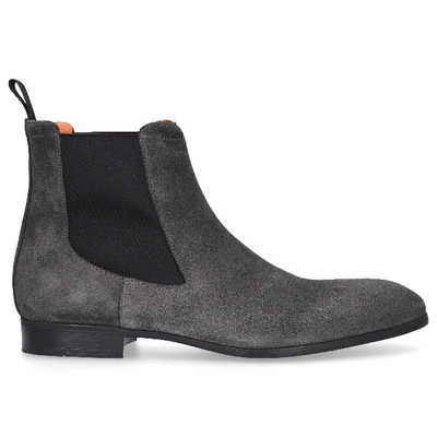 Santoni Chelsea Boots 13434 Suede In Grey