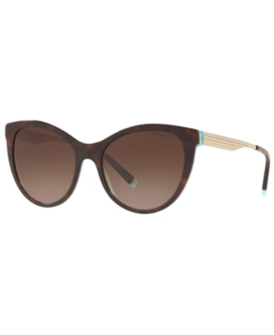 Tiffany & Co Arm Detail Butterfly Sunglasses In Havana/crystal Blue/brown Gradient