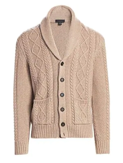 Saks Fifth Avenue Collection Wool & Cashmere Cable-knit Shawl Cardigan In Oatmeal