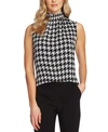 VINCE CAMUTO HOUNDSTOOTH-PRINT MOCK-NECK SLEEVELESS TOP