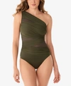 MIRACLESUIT NETWORK JENA ONE-SHOULDER ALLOVER-SLIMMING ONE-PIECE SWIMSUIT WOMEN'S SWIMSUIT