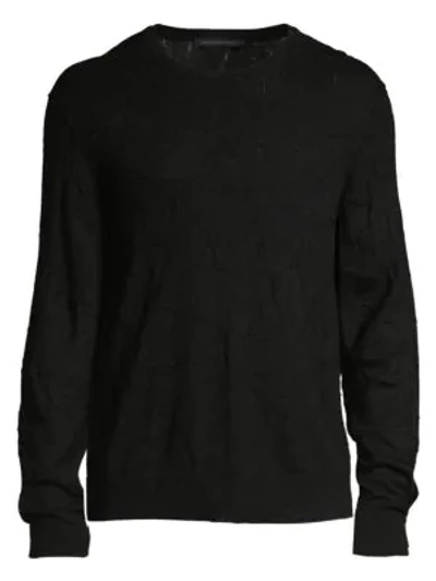 John Varvatos Regular-fit Bristol Mercerized Crackle Stitch Sweater In Black