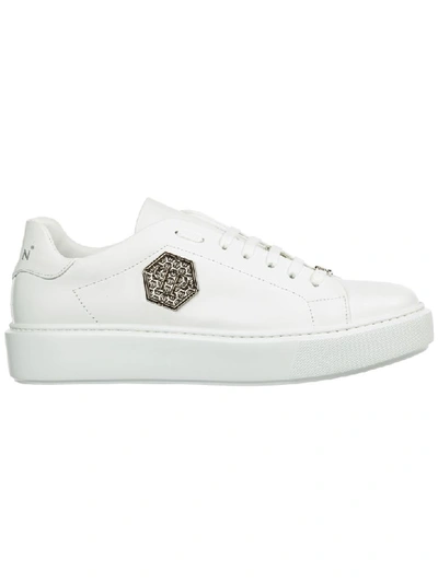 Philipp Plein Men's Shoes Leather Trainers Sneakers In White