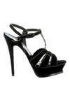 SAINT LAURENT BLACK LEATHER SANDALS,11063720