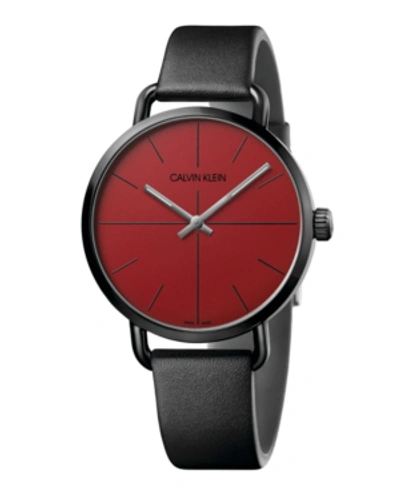 Calvin Klein Unisex Even Black Leather Strap Watch 42mm
