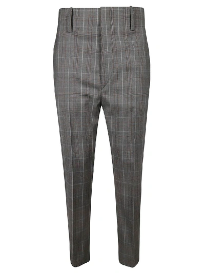Isabel Marant High Waist Checked Detail Trousers In Grey