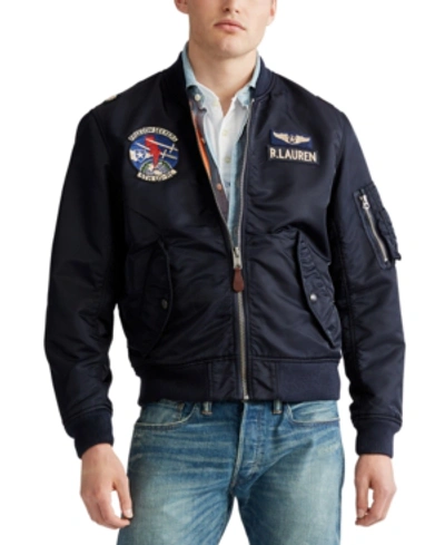 Polo Ralph Lauren Men's Military Bomber Lined Jacket In Aviator Navy |  ModeSens